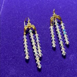 Gold and Crystal Dangle Earrings